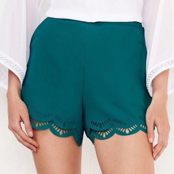LC Lauren Conrad Pants - LC LC LAUREN CONRAD Scalloped Mini Shorts, Women’s Teal S